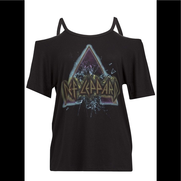 Recycled Karma Tops - Def Leppard Cold Shoulder T Shirt